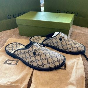 Gucci Mens Monogram Slip On Mule Slides G 13 US 14